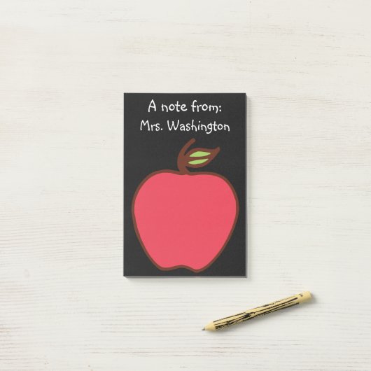 Post-it® Black Chalkboard Apple Teacher's Post It Notes (Sur un bureau)