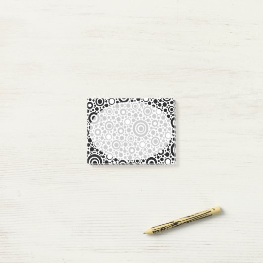 Post-it® Black Dots & Circle Pattern + your text & backgr. (Sur un bureau)