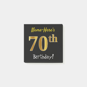 Post-it® Black, Faux Gold 70e anniversaire, avec nom person