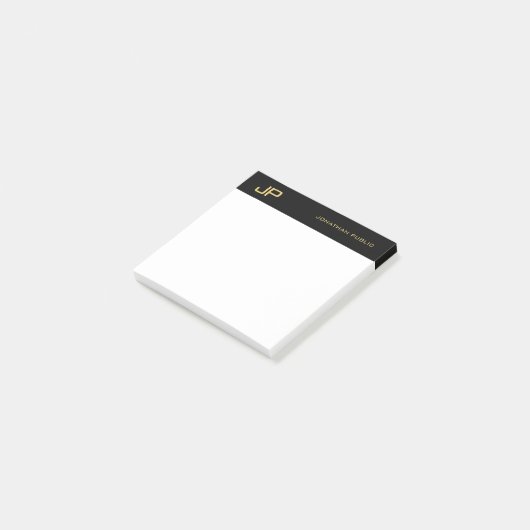 Post-it® Black Gold White Elegant Simple Template Monogram (Incliné)
