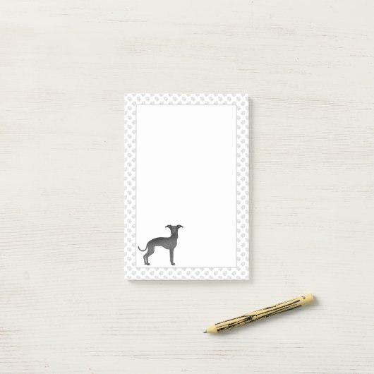 Post-it® Black Italien Greyhound Cute Cartoon Chien avec pa (Sur un bureau)