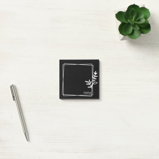 Post-it® Black Notes with White Double Frame with Flowers (Bureau)