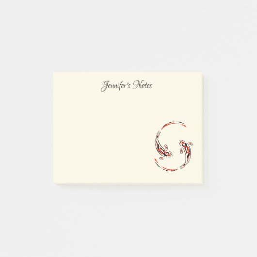 Post-it® Black & Red Japanese Koi Fish Artistic (Devant)