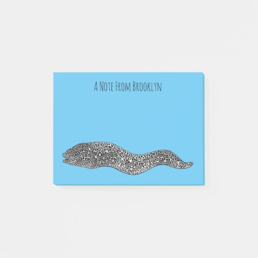 Post-it® Black spotted moray eel cartoon (Devant)