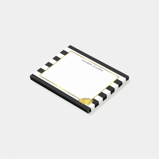 Post-it® Black Stripe & Faux Gold Peony (Incliné)