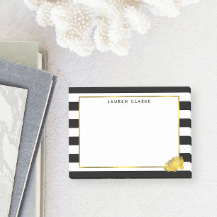 Post-it® Black Stripe & Faux Gold Peony