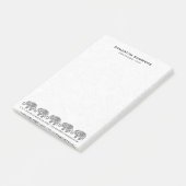 Post-it® Black White Floral Paisley Elephant Illustration (Incliné)
