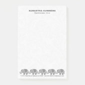 Post-it® Black White Floral Paisley Elephant Illustration (Devant)