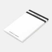 Post-it® Black White Horizontal Preppy Stripe Nom monogram (Incliné)