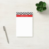 Post-it® Black White LG Chevron Red Name monogram (Bureau)