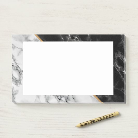 Post-it® Black White Marble encadré Notes (Sur un bureau)