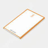 Post-it® Blanc avec ananas orange vif et bordure + nom (Incliné)