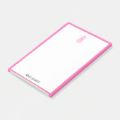 Post-it® Blanc avec ananas rose vif et bordure + nom (Incliné)