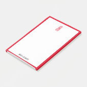 Post-it® Blanc avec ananas rouge vif et bordure + nom (Incliné)
