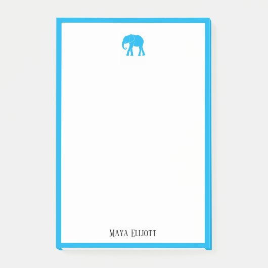 Post-it® Blanc avec ciel bleu brillant Eléphant & Bordure + (Devant)
