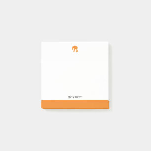 Post-it® Blanc avec Eléphant orange brillant & Bordure + No