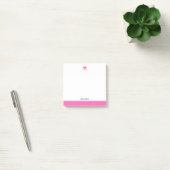Post-it® Blanc avec éléphant rose vif & Bordure + Nom (Bureau)