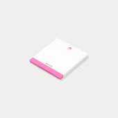 Post-it® Blanc avec éléphant rose vif & Bordure + Nom (Incliné)