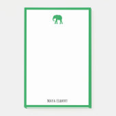 Post-it® Blanc avec éléphant vert brillant et bordure + nom (Devant)