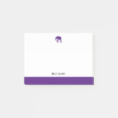 Post-it® Blanc avec éléphant violet & Bordure & Nom (Devant)