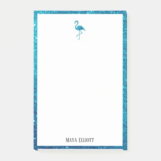 Post-it® Blanc avec Flamant rose de Parties scintillant Tur (Devant)