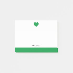 Post-it® Blanc avec Kelly Coeur Vert & Bordure & Nom