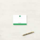 Post-it® Blanc avec Kelly Green Heart & Border & Name (Sur un bureau)
