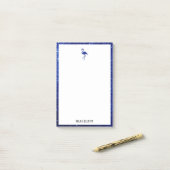 Post-it® Blanc avec Parties scintillant bleue Flamant rose  (Sur un bureau)