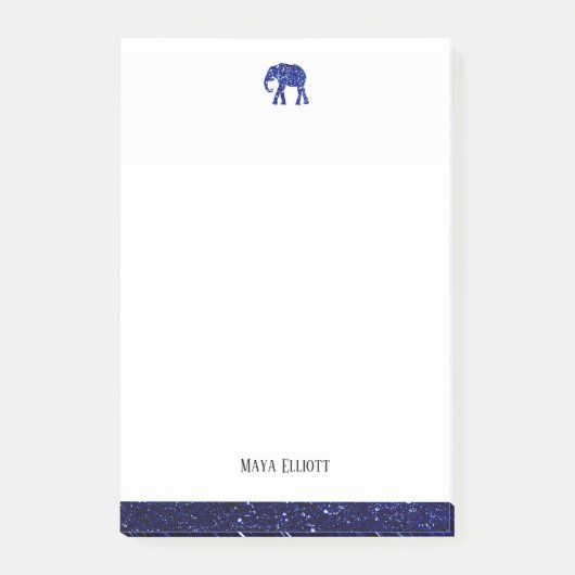 Post-it® Blanc avec Parties scintillant Blue Faux Elephant (Devant)