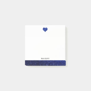 Post-it® Blanc avec Parties scintillant Faux Bleu Coeur & B