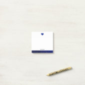 Post-it® Blanc avec Parties scintillant Faux Bleu Coeur & B (Sur un bureau)