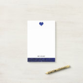 Post-it® Blanc avec Parties scintillant Faux Bleu Coeur & B (Sur un bureau)