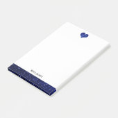 Post-it® Blanc avec Parties scintillant Faux Bleu Coeur & B (Incliné)