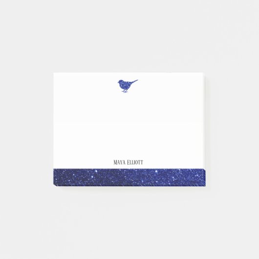 Post-it® Blanc avec Parties scintillant Faux Bleu Oiseau et (Devant)