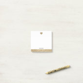 Post-it® Blanc avec Parties scintillant Gold Faux Coeur & B (Sur un bureau)