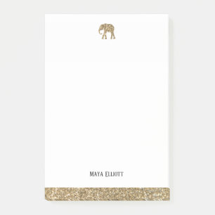 Post-it® Blanc avec Parties scintillant Gold Faux Elephant 