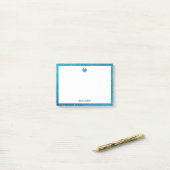 Post-it® Blanc avec Parties scintillant Turquoise Coeur et  (Sur un bureau)