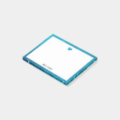 Post-it® Blanc avec Parties scintillant Turquoise Coeur et  (Incliné)