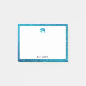 Post-it® Blanc avec Parties scintillant Turquoise Eléphant  (Devant)