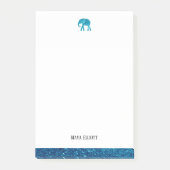 Post-it® Blanc avec Parties scintillant Turquoise Faux Elep (Devant)