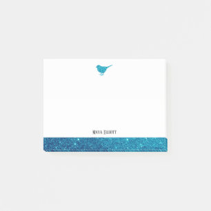 Post-it® Blanc avec Parties scintillant Turquoise Faux Oise