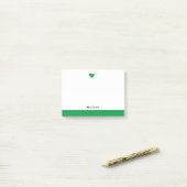 Post-it® Blanc avec Petit Oiseau Vert & Bordure + Nom (Sur un bureau)