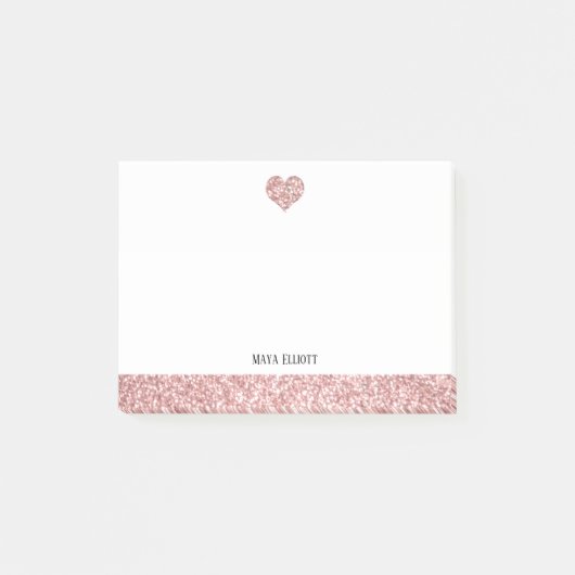 Post-it® Blanc avec Rose Gold Faux Parties scintillant Coeu (Devant)