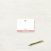 Post-it® Blanc avec Rose Gold Faux Parties scintillant Coeu (Sur un bureau)