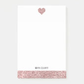 Post-it® Blanc avec Rose Gold Faux Parties scintillant Coeu (Devant)