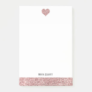 Post-it® Blanc avec Rose Gold Faux Parties scintillant Coeu