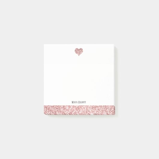 Post-it® Blanc avec Rose Gold Faux Parties scintillant Coeu (Devant)