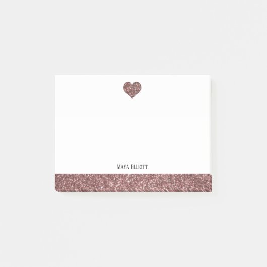 Post-it® Blanc avec Rose Gold Faux Parties scintillant Coeu (Devant)