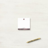 Post-it® Blanc avec Rose Gold Marble Coeur & Bordure + Nom (Sur un bureau)