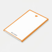 Post-it® Blanc avec un coeur et une bordure orange vif + no (Incliné)
